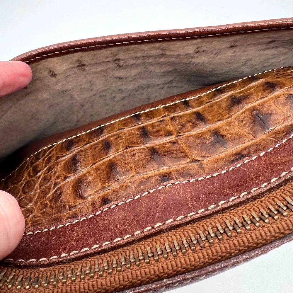 BRAHMIN Vintage Alligator Crossbody Bag Womens Brown Leather Embossed Crocodile - Picture 13 of 16